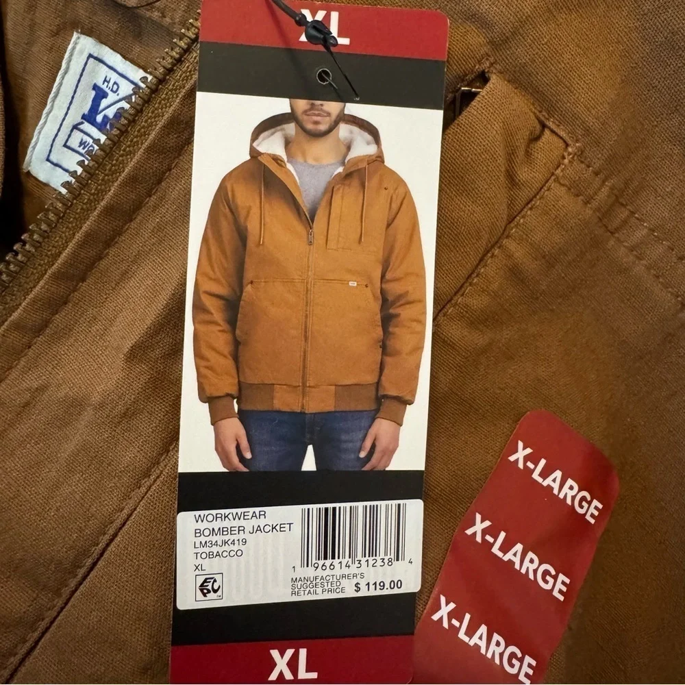 Lee Workwear Sherpa Lined Hooded Bomber Jacket - NWT and Durable